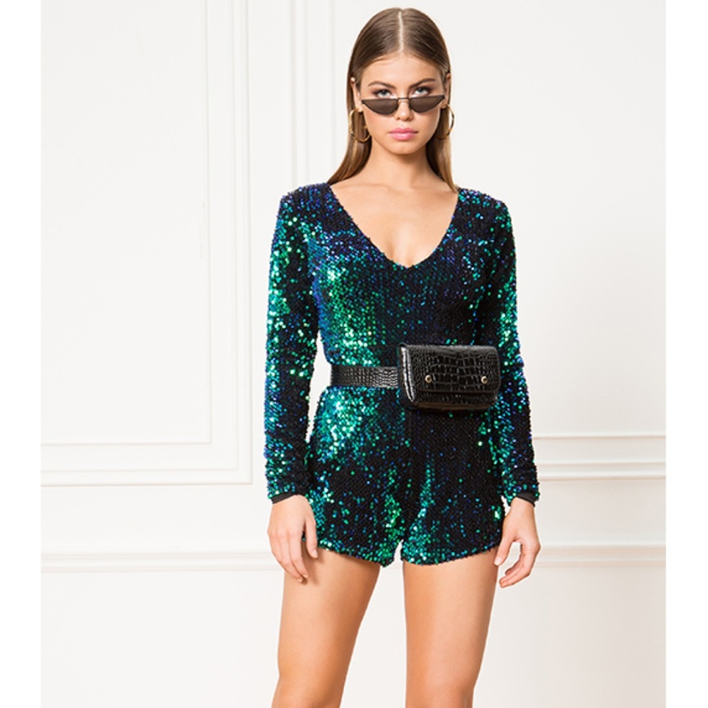 Sequin Long Sleeve Romper